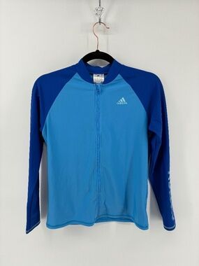 MASSIVE $10 YOUTH 13-14 Years Adidas Blue Full Zip Swim Long Sleeve Shirt Beach